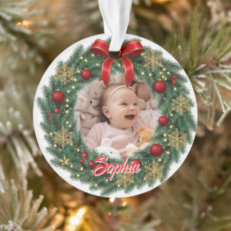 カスタム ベビー 名前 写真 クリスマス オーナメント