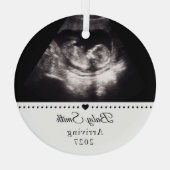 カスタム ベビー 超音波画像 妊娠 発表 写真 ガラスオーナメント (裏面)
