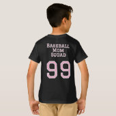 カスタム ベースボールママの仲間 チーム番号とチーム名 Tシャツ (裏面フル)