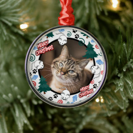カスタム ペット 猫 クリスマス フォト メタルオーナメント
