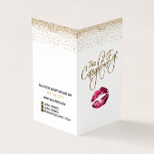 カスタム – ホットピンクと金ゴールドリップの説明 名刺 (外部)