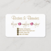 カスタム – ホットピンクグリッターと金ゴールド – ホワイト 名刺 (裏面)