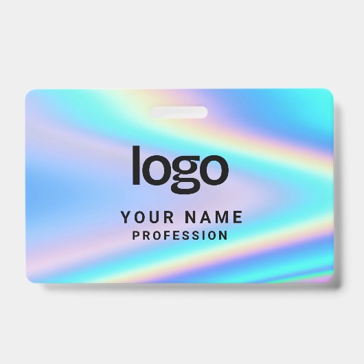 カスタム ホログラフィック 従業員名、ロゴ、バーコード バッジ (正面)