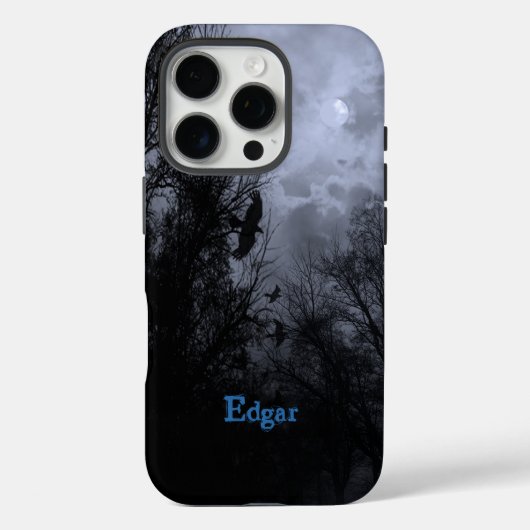 カスタム・ホーンテッド・スカイ・ウィズ・レイヴンズ・ブルーミスト iPhoneケース Case-Mate iPhoneケース (裏面)