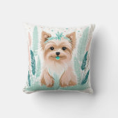 カスタム ボーホー キュート ヨークシャー ピロー パステル グリーン (正面)