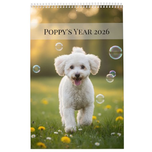 カスタム ポピー 犬 2026年 カレンダー (カバー)
