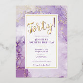 カスタム – ポルターラベンダー&ゴールドフォイル誕生日 箔招待状 (正面)