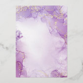 カスタム – ポルターラベンダー&ゴールドフォイル誕生日 箔招待状 (裏面)