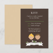 カスタム ポートレート (ブロンド / ブルネット) ウェディング RSVP 招待状 (正面/裏面)