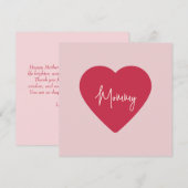 カスタム マザーズデー - ソフト ピンク & レッド ハート | シーズンカード (正面/裏面)