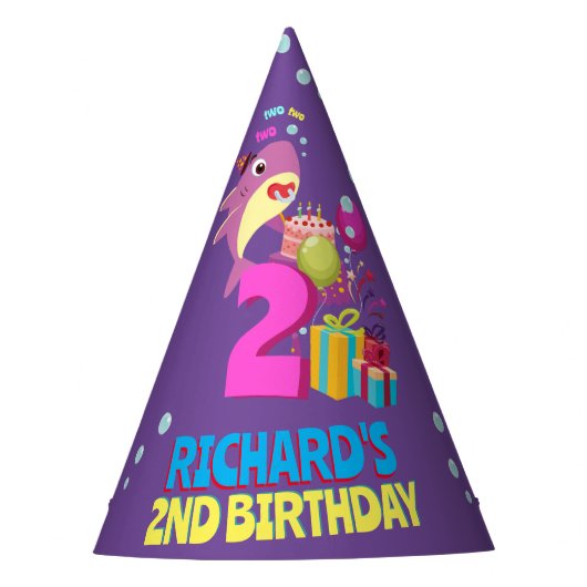 カスタム マミー おばさん パパ ダディー  サメの 誕生日 ギフト パーティーハット (正面)