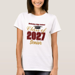 カスタム マロン ゴールド クラスオブ2027 シニア女性用 Tシャツ