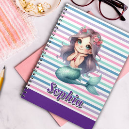 カスタム マーメイド ストライプ 柄 ノートブック