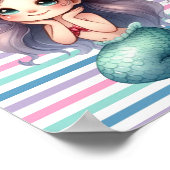 カスタム マーメイド ストライプ 柄 ポスター (角)