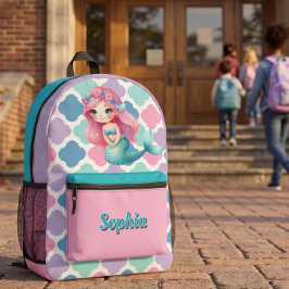 カスタム マーメイド ピンク パターン プリントバックパック
