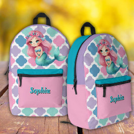 カスタム マーメイド ピンク パターン  プリントバックパック