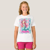 カスタム マーメイド ピンク パターン  Tシャツ (正面フル)