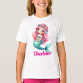 カスタム マーメイド ピンク 名前 Tシャツ (正面)