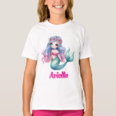カスタム マーメイド ピンク 名前 Tシャツ (正面)