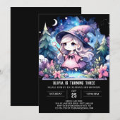 カスタム ミスティカル ウィザード バースデー 招待状 (正面/裏面)