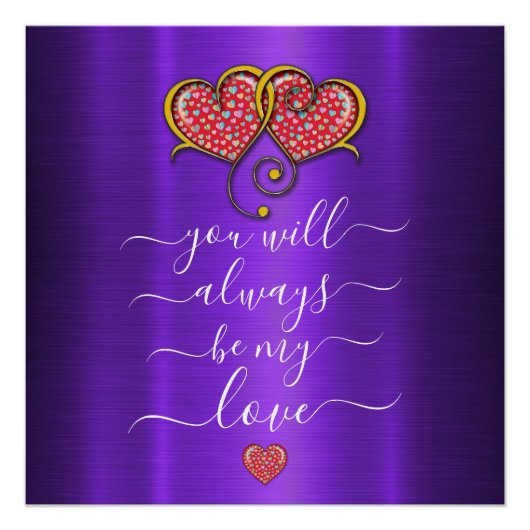 カスタム ミニマリスト ハートの相互ロック デザイン ポスター (正面)