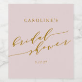 カスタム ミニマル エレガント ピンク ブライダル シャワー ワインラベル (シングルラベル)