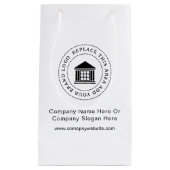 カスタム ミニマル シンプル ビジネス ロゴ プロモーション スモールペーパーバッグ (正面)