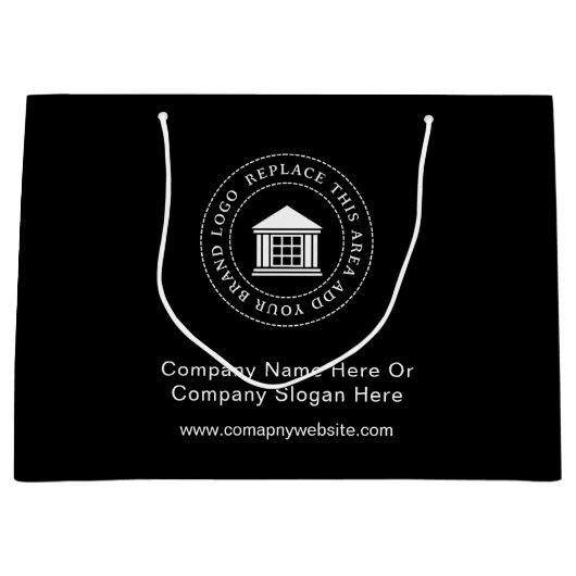 カスタム ミニマル シンプル ビジネス ロゴ プロモーション ラージペーパーバッグ (正面)