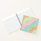 カスタム ミントグリーン ターコイズブルー ピンク ゴールド ストライプス ノートブック (内部)