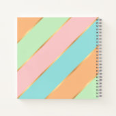 カスタム ミントグリーン ターコイズブルー ピンク ゴールド ストライプス ノートブック (裏面)