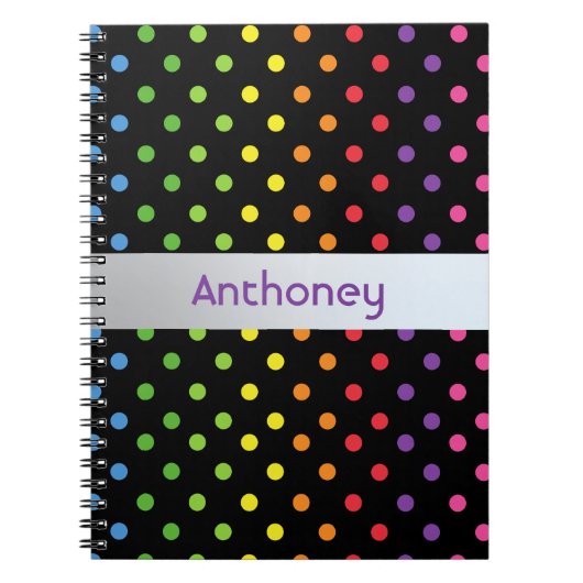 カスタム ミントグリーン ターコイズ ブルー ピンク 水玉模様 ノートブック (正面)