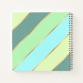 カスタム ミントグリーン ティール ターコイズ ブルー ゴールド ストライプ ノートブック (裏面)