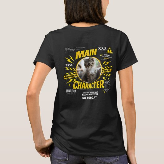 カスタム メインキャラクター 猫好き 楽しい Tシャツ (裏面)