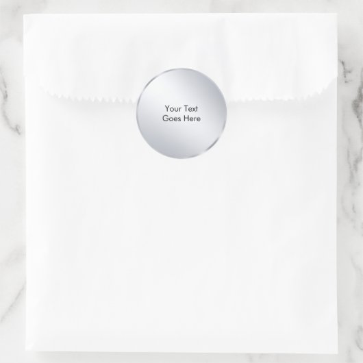 カスタム メタリック シルバー テンプレート お好きなテキストを入力してください ラウンドシール (バッグ)