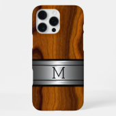 カスタム メタル モダン トレンディー ウッドグレインパターン iPhoneケース (裏面)