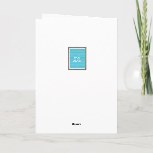 カスタム メッセージ ティール フェルト レターボード マーキー サイン カード (裏面)