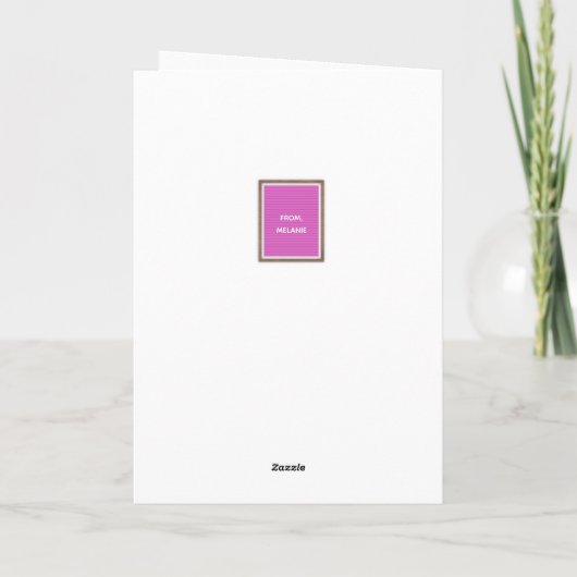 カスタム メッセージ ピンク フェルト レターボード マーキー サイン カード (裏面)