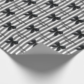 カスタム メッセージ ブラック コケッテ ボウ  お祝いメッセージ ラッピングペーパー (角)