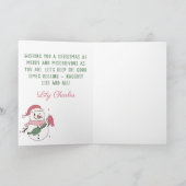 カスタム メリークリスマス ピンクの雪だるま 友達へのプレゼント シーズンカード (内部)