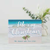 カスタム メリークリスマス フラット カード ビーチ シーン (スタンド正面)