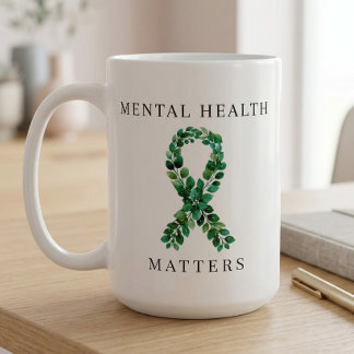 カスタム メンタルヘルス マターズ グリーンリボン コーヒーマグカップ