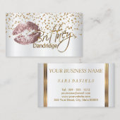 カスタム-メーキャップアーティストの金紙吹雪及びばら色の唇 名刺 (正面/裏面)