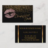 カスタム-メーキャップアーティスト-挨りだらけのばら色の金ゴールド 名刺 (正面/裏面)