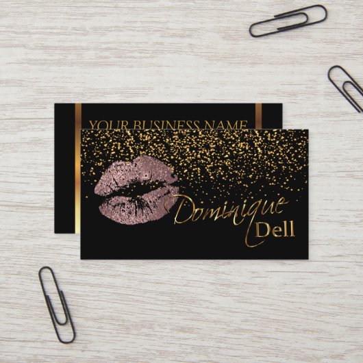カスタム-メーキャップアーティスト-挨りだらけのばら色の金ゴールド 名刺 (正面/裏面インサイチュ)