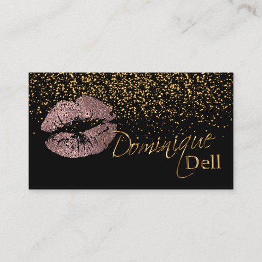 カスタム-メーキャップアーティスト-挨りだらけのばら色の金ゴールド 名刺 (正面)