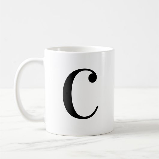 カスタム モダンブラックモノグラム C コーヒーマグカップ (左)