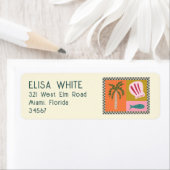 カスタム モダン かわいい ヤシの木の貝殻 海辺のパーティー ラベル (インサイチュ)