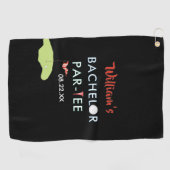 カスタム モダン バチェラー パーティー ゴルファー名 日付 ゴルフタオル (横)