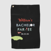 カスタム モダン バチェラー パーティー ゴルファー名 日付 ゴルフタオル (正面)