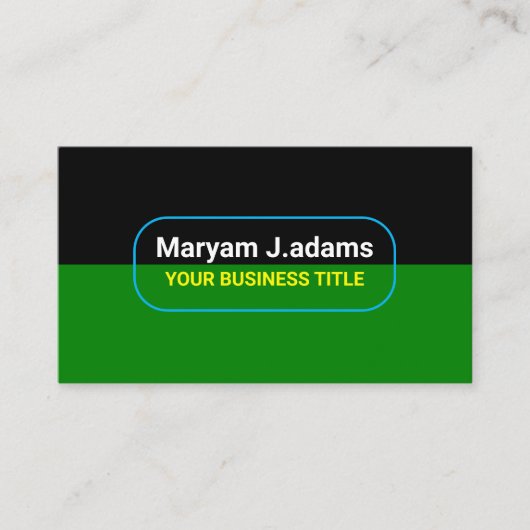 カスタム モダン ビジネス ネーム (qrコード) ブラック & グリーン 名刺 (正面)
